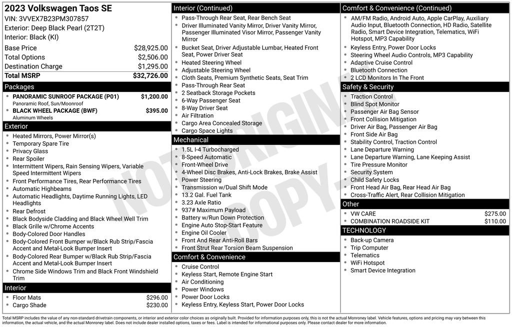 Certified 2023 Volkswagen Taos SE w/ Panoramic Sunroof Package FWD image 37