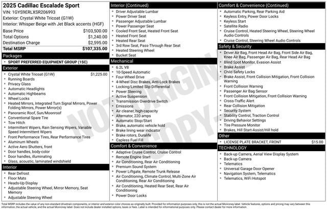 Certified 2025 Cadillac Escalade Sport AWD/4WD image 37