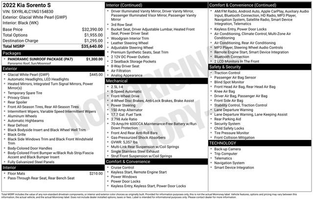 Certified 2022 Kia Sorento S w/ Panoramic Sunroof Package image 46