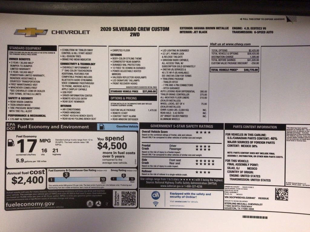 Used 2020 Chevrolet Silverado 1500 Custom w/ Custom Value Package image 37