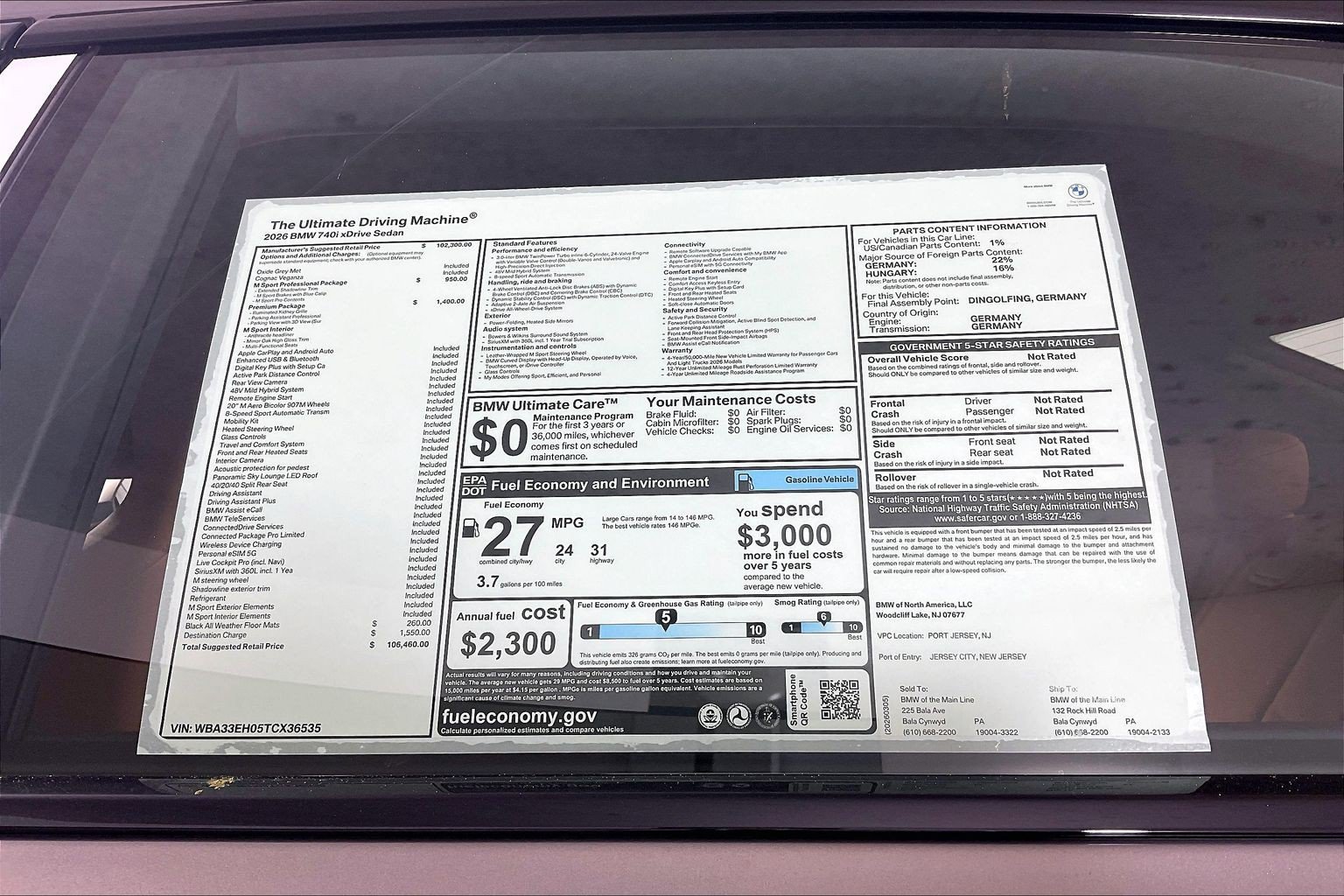 Certified 2026 BMW 740i xDrive AWD/4WD image 16