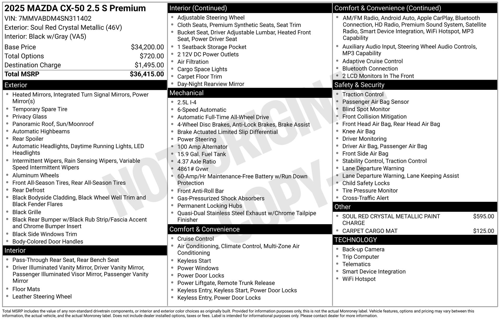 Certified 2025 MAZDA CX-50 AWD 2.5 S w/ Premium Package image 38