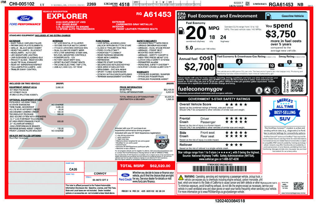 Used 2024 Ford Explorer ST w/ Equipment Group 401A AWD/4WD image 40