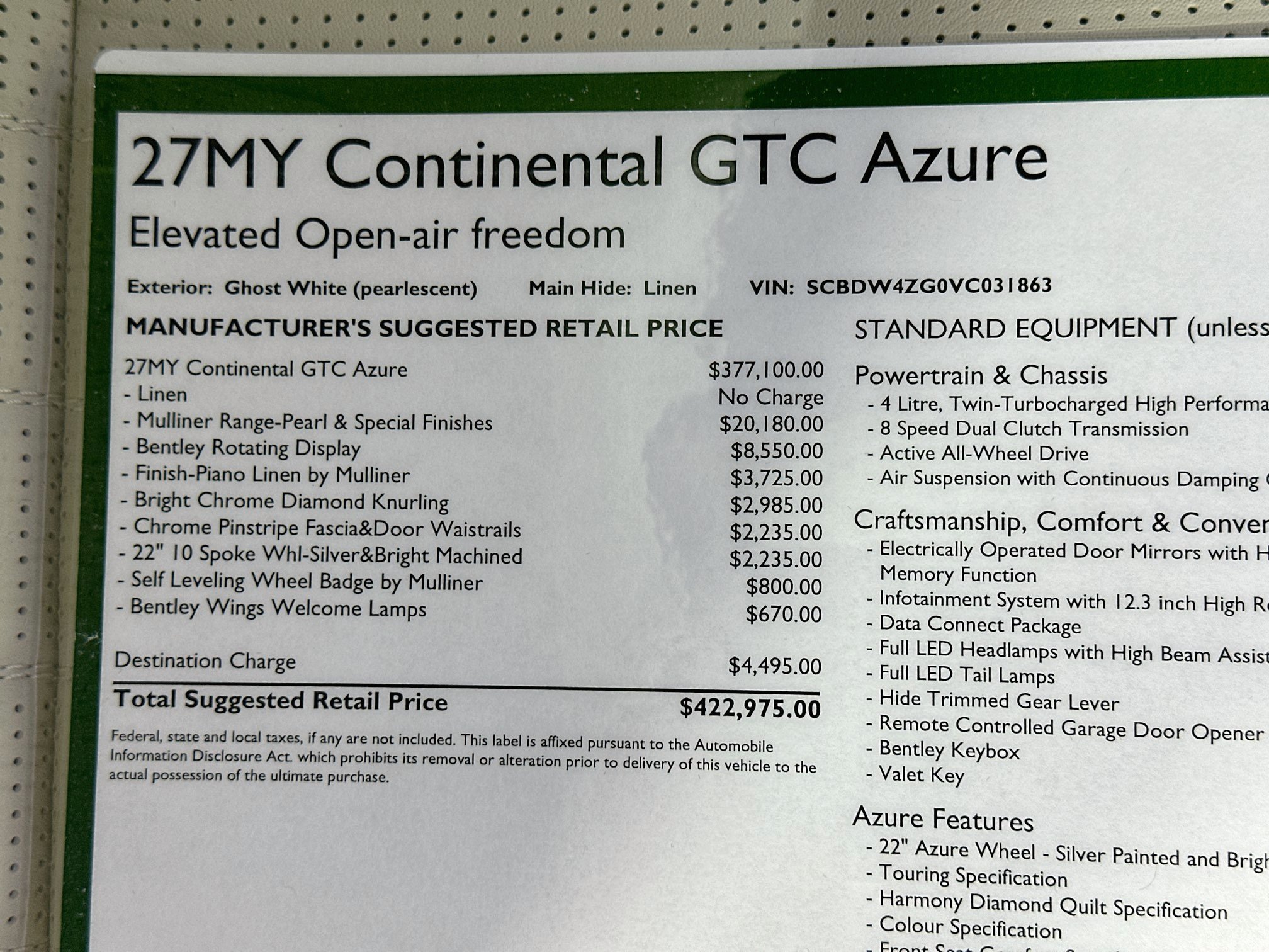 New 2027 Bentley Continental GTC AWD/4WD image 28