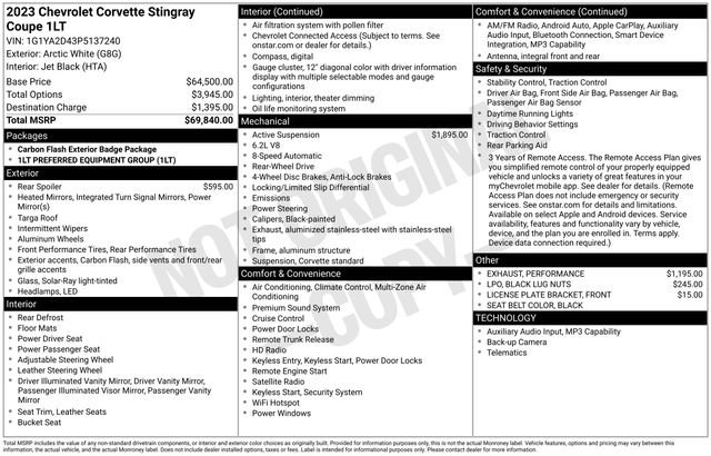 Used 2023 Chevrolet Corvette Stingray Coupe w/ 1LT RWD image 30