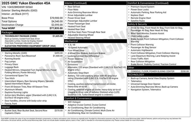 Used 2025 GMC Yukon Elevation w/ Technology Package AWD/4WD image 4