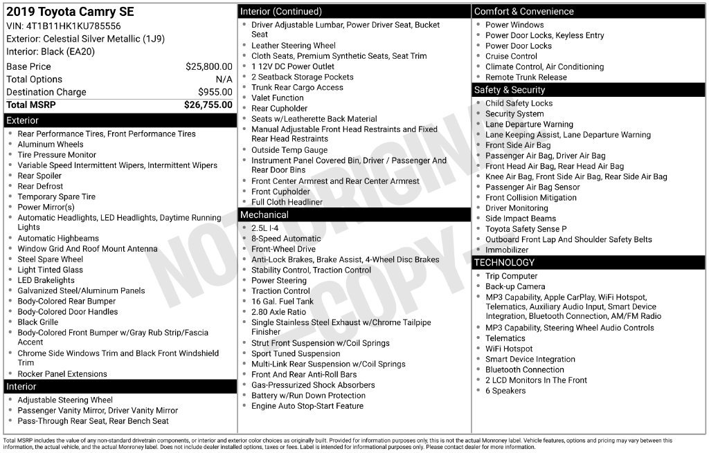 Certified 2019 Toyota Camry SE FWD image 23