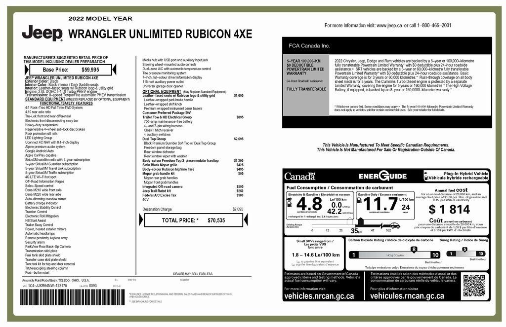 Used 2022 Jeep Wrangler Unlimited Rubicon 4xe w/ Dual Top Group image 2