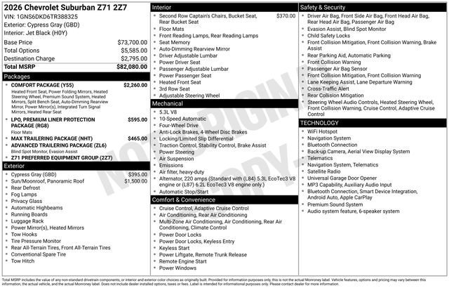 New 2026 Chevrolet Suburban Z71 w/ Comfort Package AWD/4WD image 33
