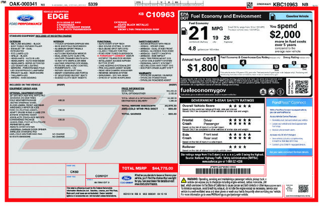 Used 2019 Ford Edge ST w/ Convenience Package AWD/4WD image 5