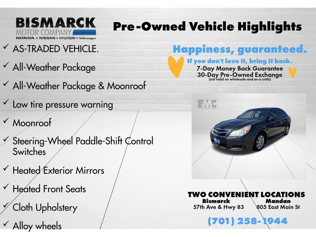 Used 2012 Subaru Legacy 2.5i Premium w/ All-Weather Pkg + Moonroof AWD/4WD image 5