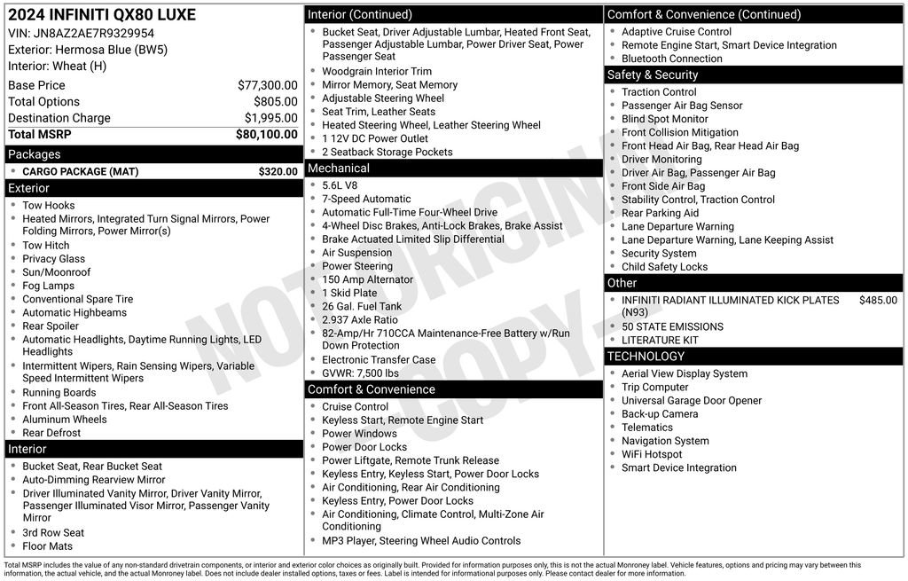 Used 2024 INFINITI QX80 Luxe w/ Cargo Package AWD/4WD image 17