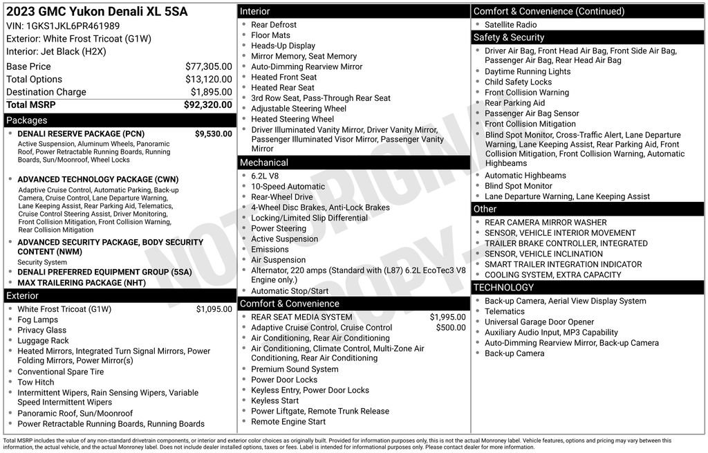Used 2023 GMC Yukon XL Denali w/ Denali Reserve Package RWD image 35