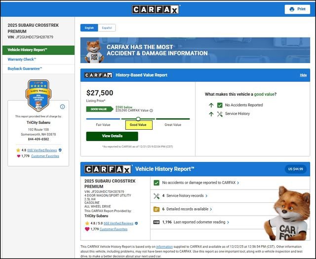 Used 2025 Subaru Crosstrek 2.0i Premium image 10