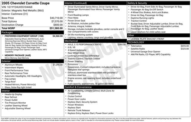 Used 2005 Chevrolet Corvette Coupe w/ Preferred Equipment Group RWD image 25