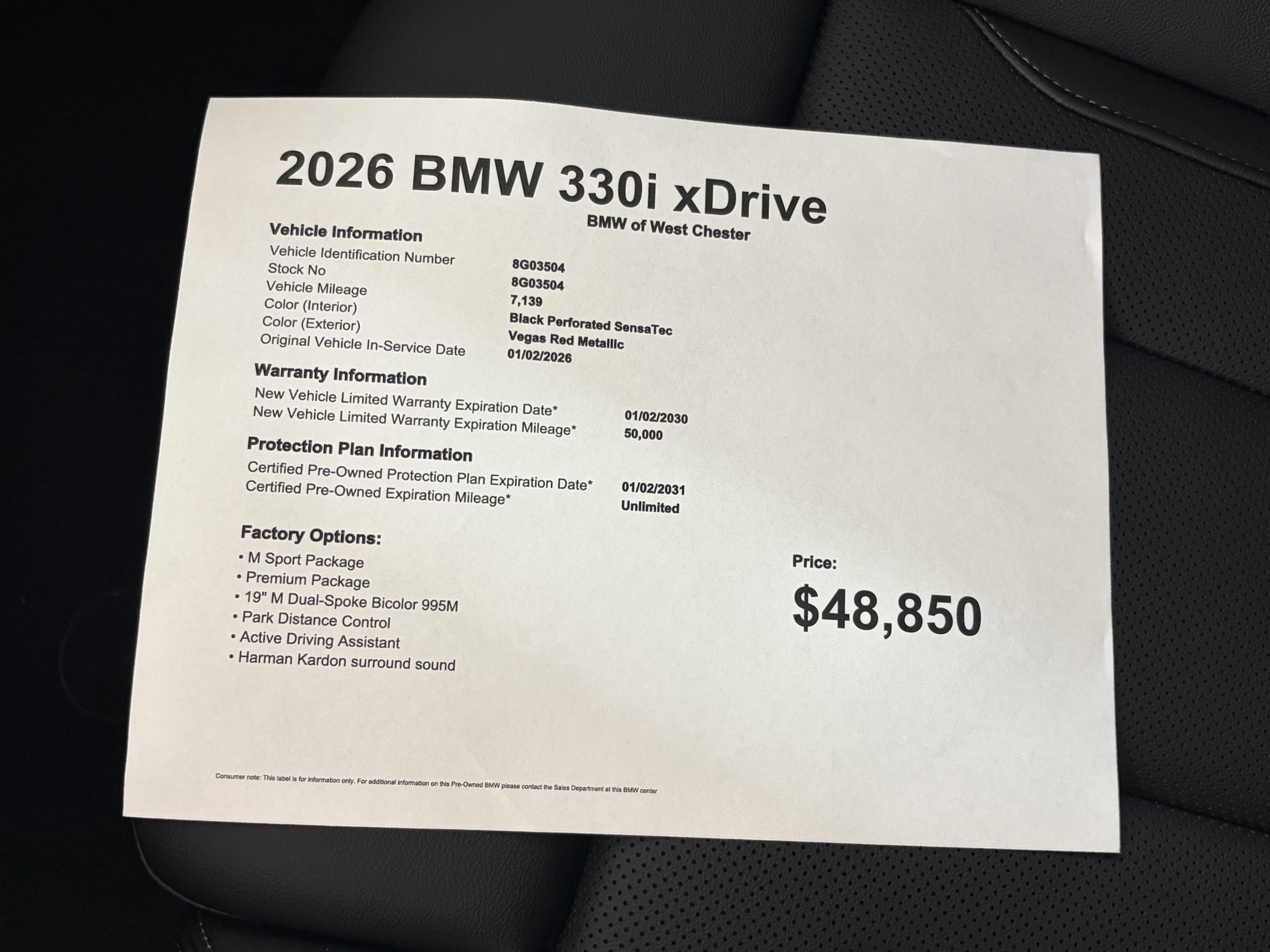 Certified 2026 BMW 330i xDrive Sedan w/ M Sport Package AWD/4WD image 18