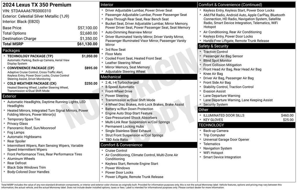 Used 2024 Lexus TX 350 FWD w/ Technology Package image 32