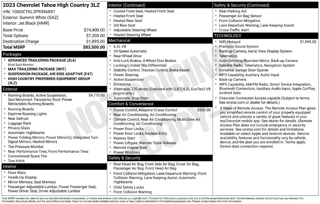 Used 2023 Chevrolet Tahoe High Country RWD image 6