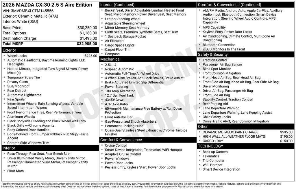 New 2026 MAZDA CX-30 Aire Edition AWD/4WD image 4