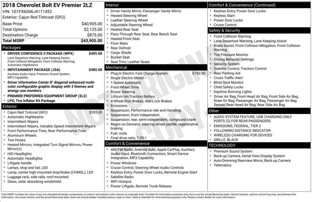 Used 2018 Chevrolet Bolt Premier w/ Driver Confidence II Package FWD image 3