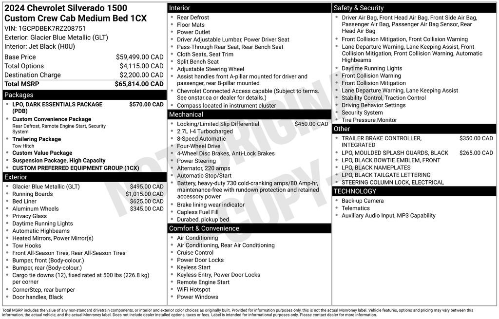 Used 2024 Chevrolet Silverado 1500 Custom w/ LPO, Dark Essentials Package AWD/4WD image 16