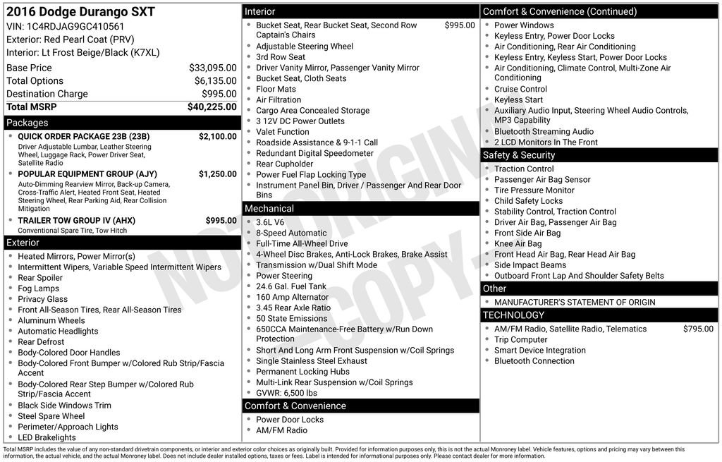 Used 2016 Dodge Durango SXT w/ Quick Order Package 23B AWD/4WD image 27