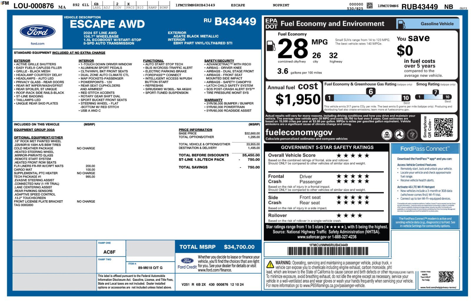 Used 2024 Ford Escape ST-Line w/ Tech Pack #1 image 50