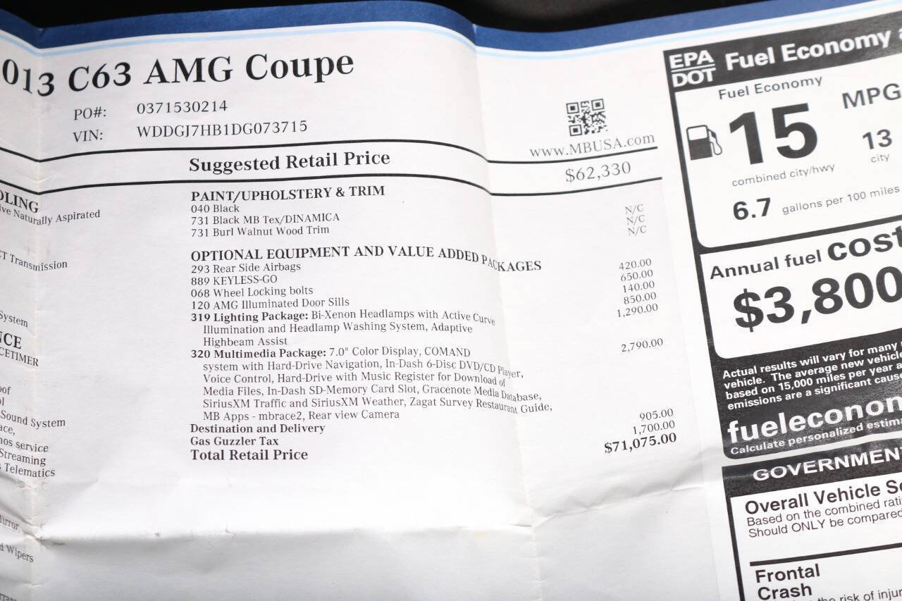 Used 2013 Mercedes-Benz C 63 AMG Coupe w/ Multimedia Pkg image 6
