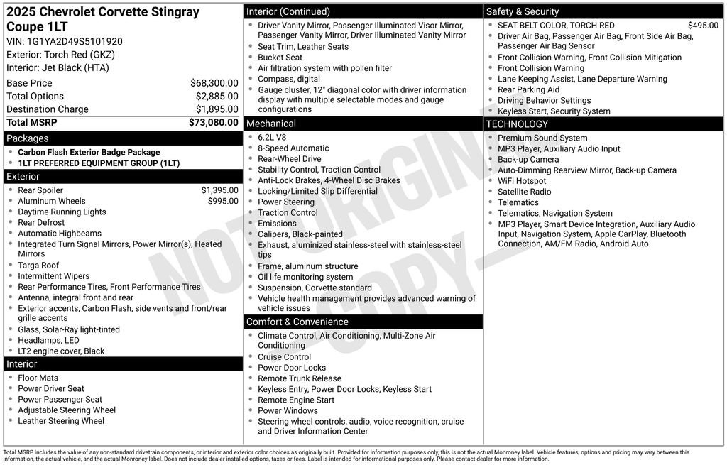 Used 2025 Chevrolet Corvette Stingray Coupe w/ 1LT RWD image 15