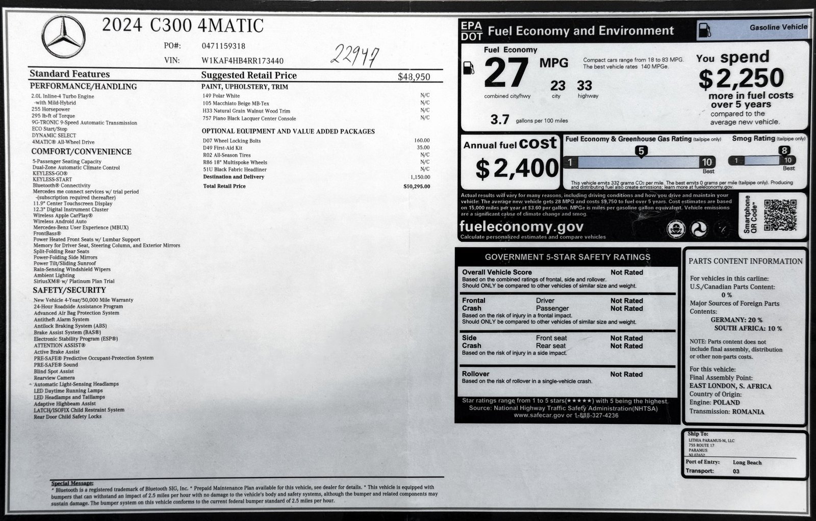 Used 2024 Mercedes-Benz C 300 4MATIC Sedan image 2