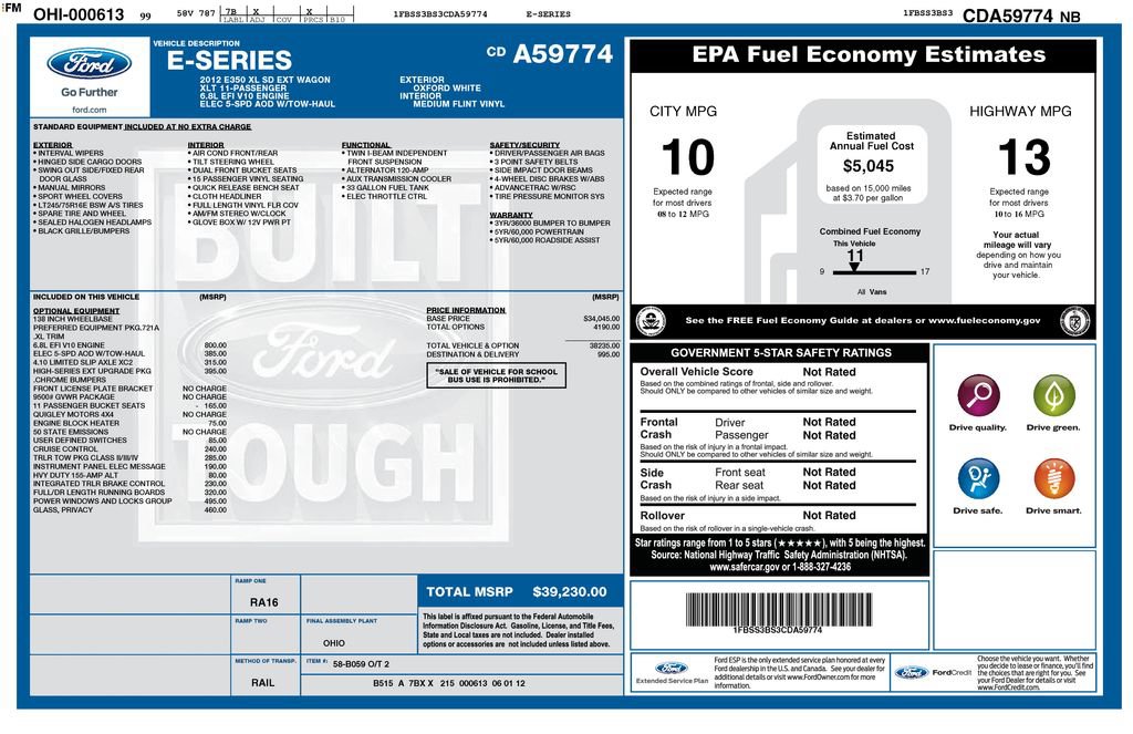 Used 2012 Ford E-350 and Econoline 350 XL w/ PWR Windows & Locks Group RWD image 24