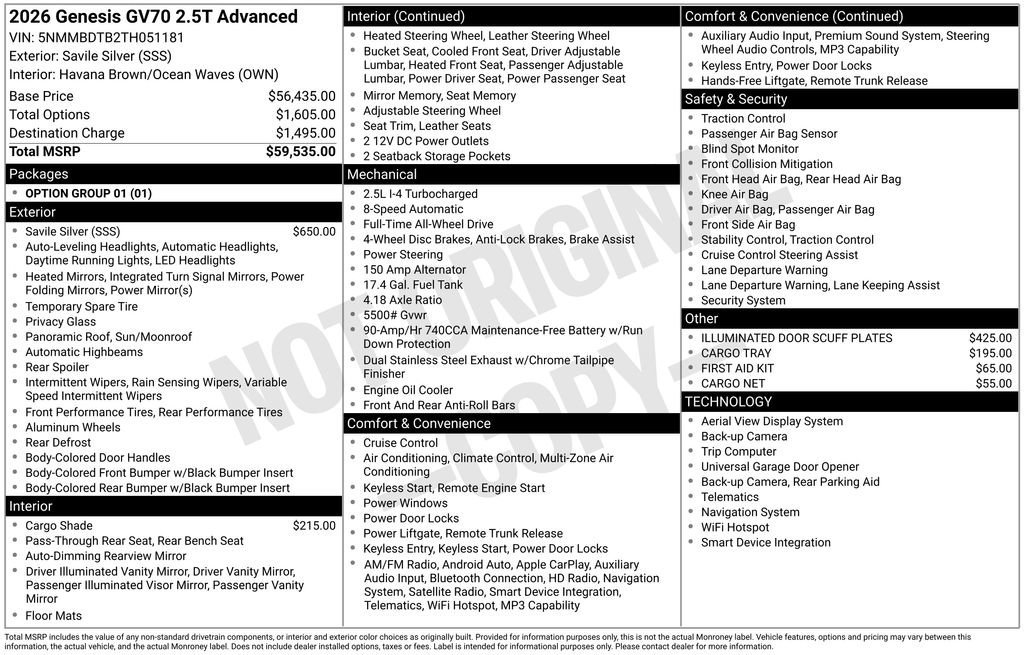 New 2026 Genesis GV70 2.5T Advanced image 4