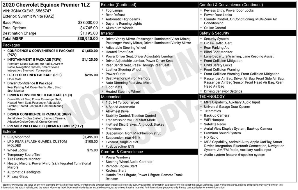 Used 2020 Chevrolet Equinox Premier AWD/4WD image 14