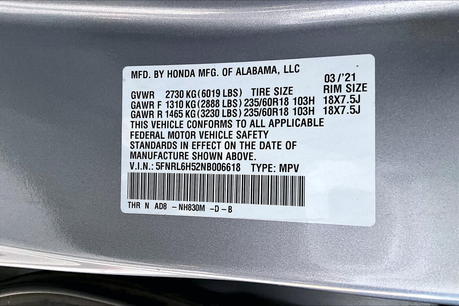 Certified 2022 Honda Odyssey EX image 34