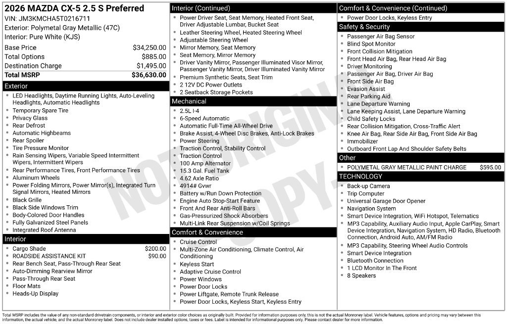 New 2026 MAZDA CX-5 Preferred AWD/4WD image 33