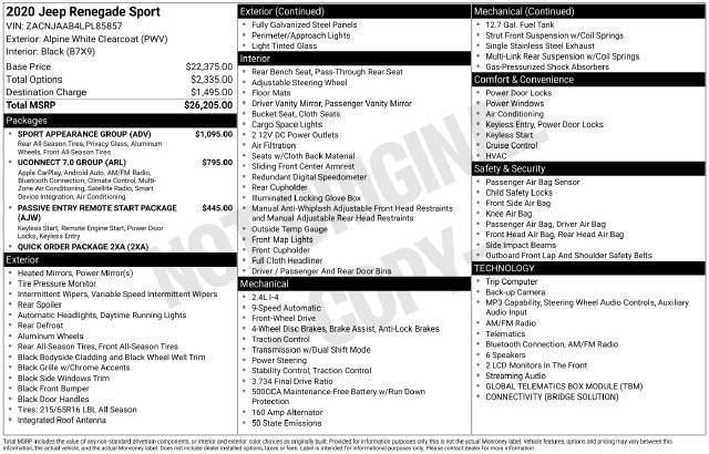 Used 2020 Jeep Renegade Sport w/ Sport Appearance Group FWD image 2