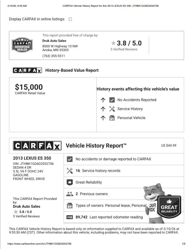 Used 2013 Lexus ES 350 4dr Sdn w/ Luxury Pkg image 16