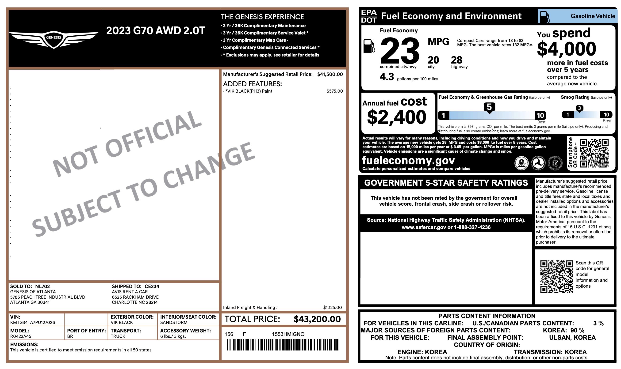 Used 2023 Genesis G70 2.0T image 2