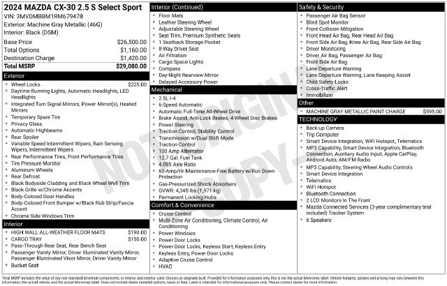 Certified 2024 MAZDA CX-30 AWD 2.5 S w/ Select Sport Pkg image 33