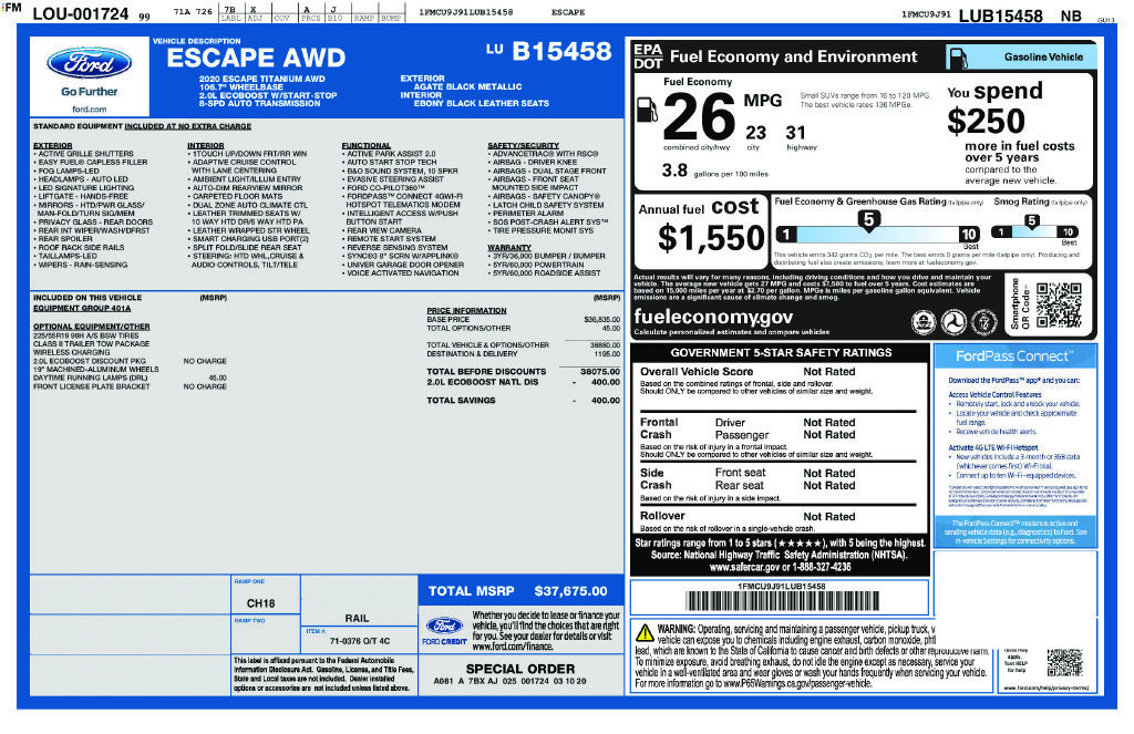 Used 2020 Ford Escape Titanium AWD/4WD image 4