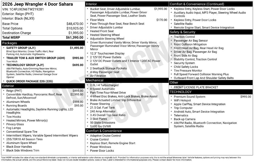 New 2026 Jeep Wrangler Unlimited Sahara w/ Safety Group AWD/4WD image 6