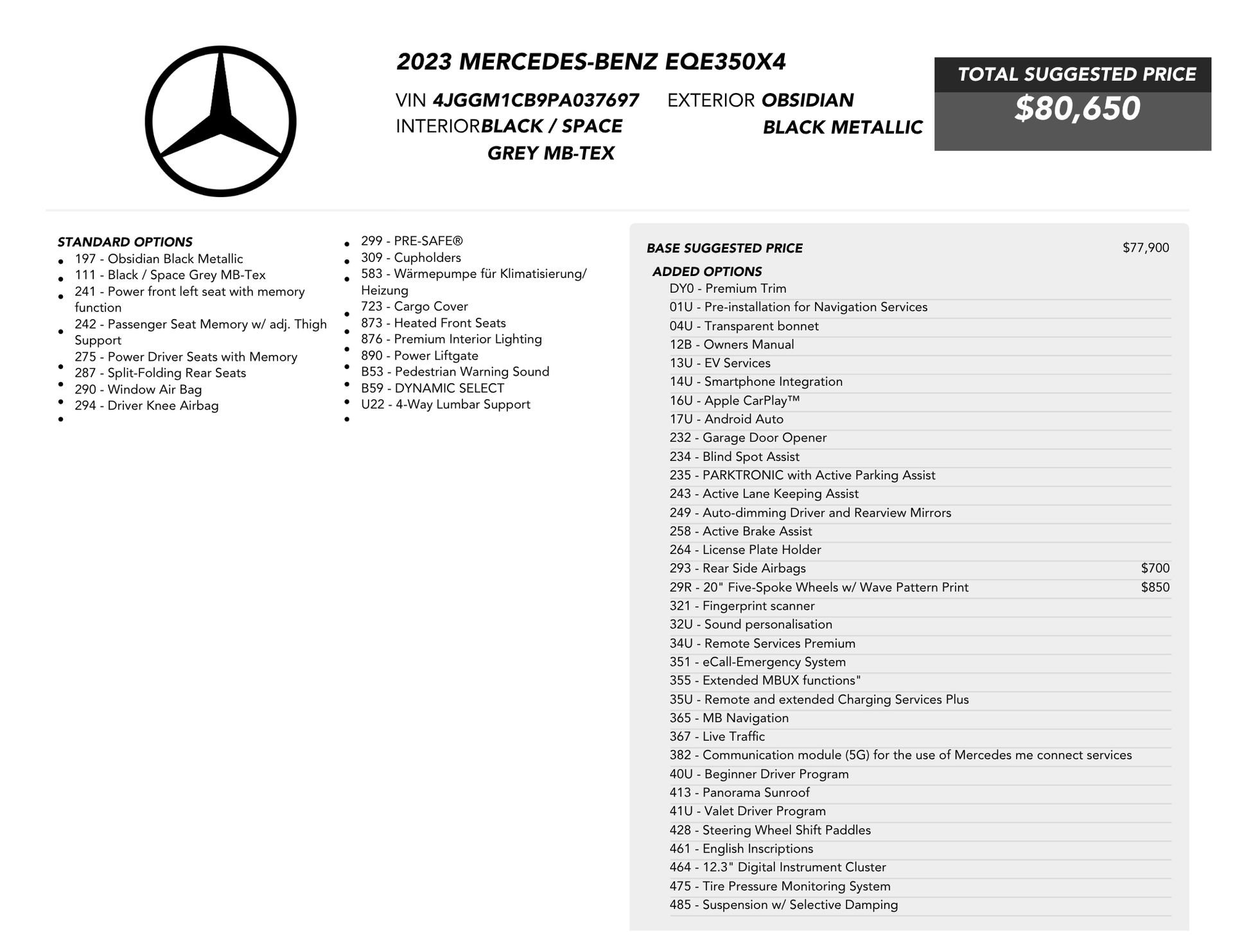 Used 2023 Mercedes-Benz EQE 350+ 4MATIC SUV image 77