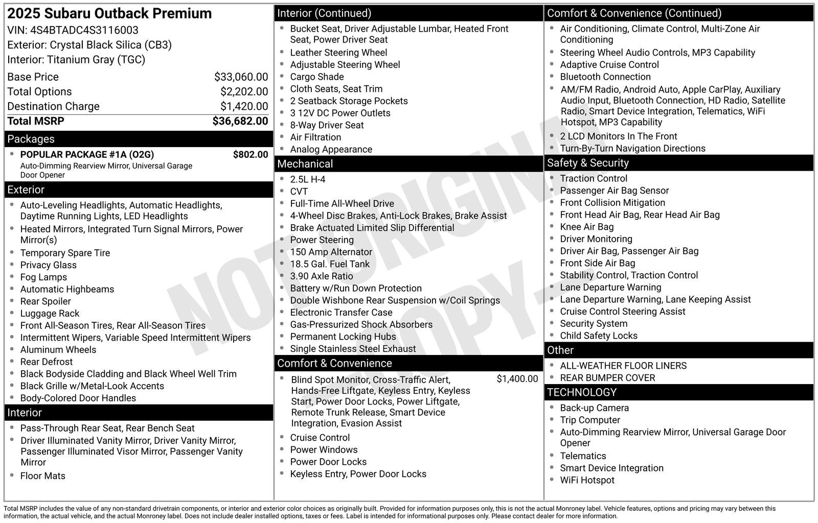 Certified 2025 Subaru Outback Premium w/ Popular Package #1A AWD/4WD image 31
