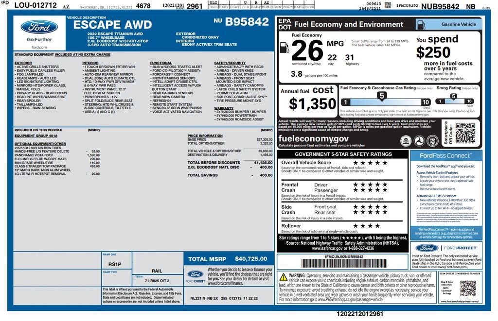 Used 2022 Ford Escape Titanium w/ Class II Trailer Tow Package AWD/4WD image 4