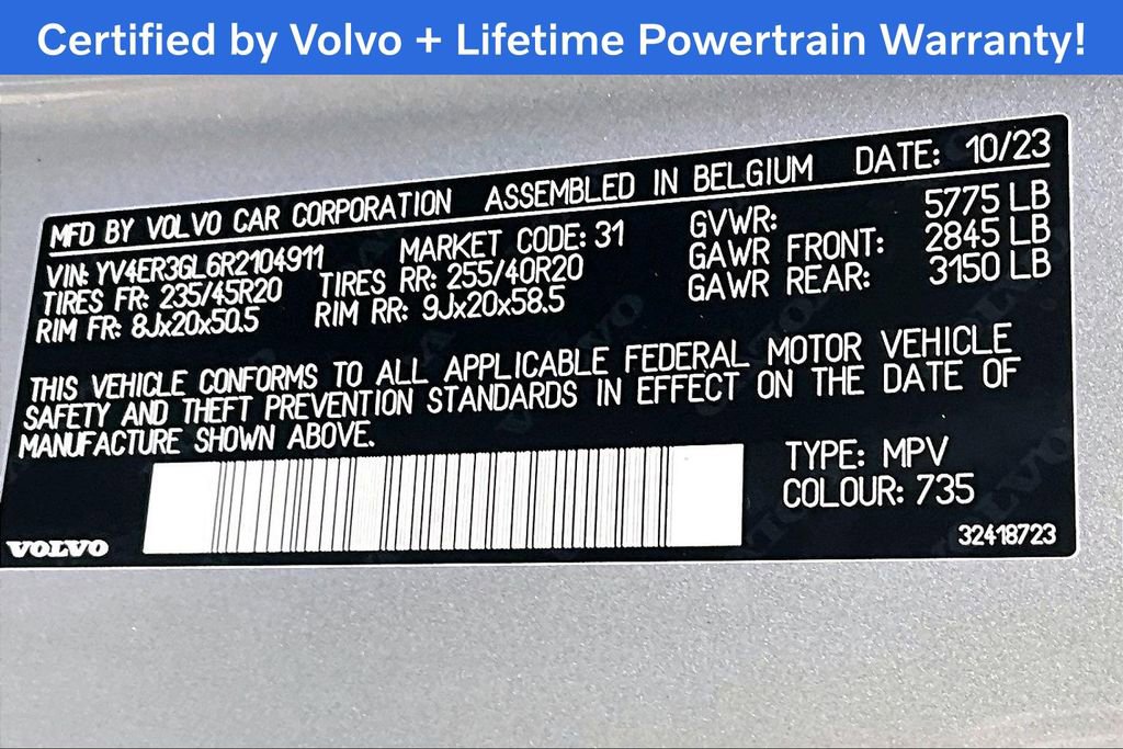 Certified 2024 Volvo C40 P8 Recharge Plus w/ Climate Package image 44