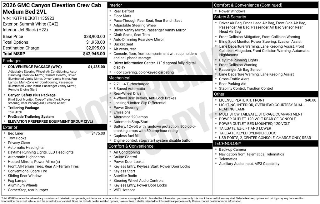Used 2026 GMC Canyon Elevation w/ Convenience Package RWD image 25