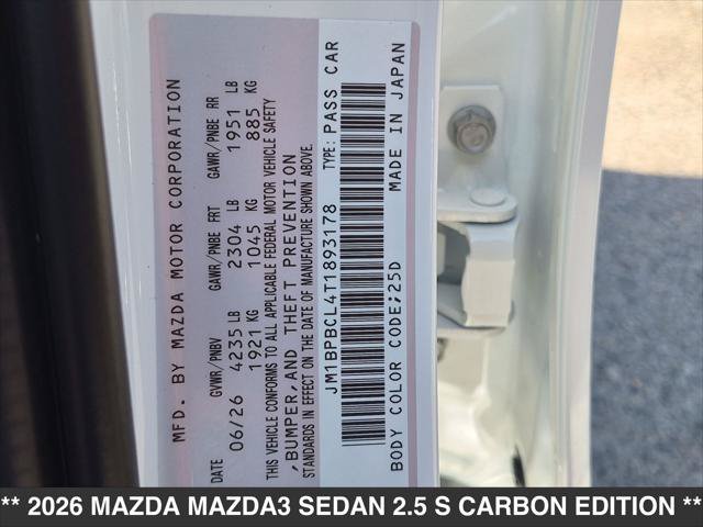New 2026 MAZDA MAZDA3 Carbon AWD/4WD image 15