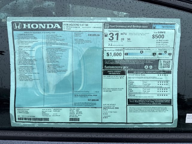 New 2026 Honda Accord SE image 32