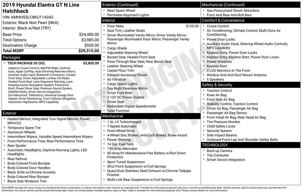Used 2019 Hyundai Elantra GT N Line w/ Tech Package 03 FWD image 11