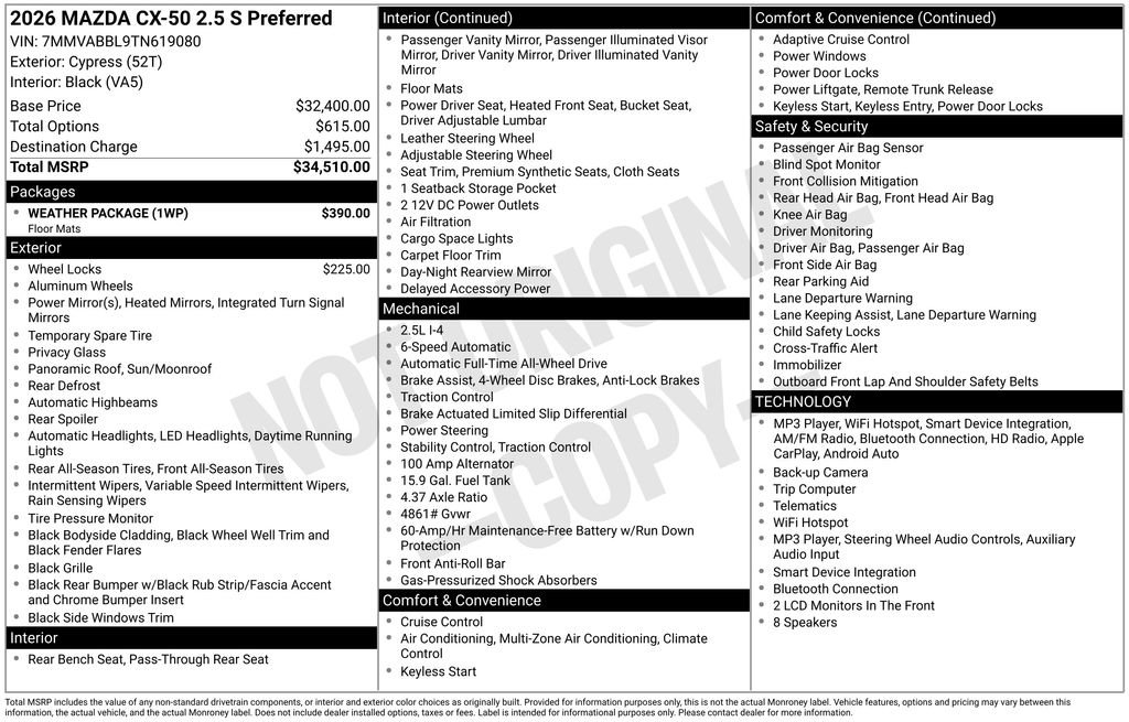 New 2026 MAZDA CX-50 AWD 2.5 S w/ Weather Package image 31